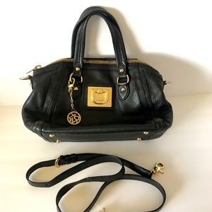 DKNY Leather Crossbody Bag, black colour with gold accents
